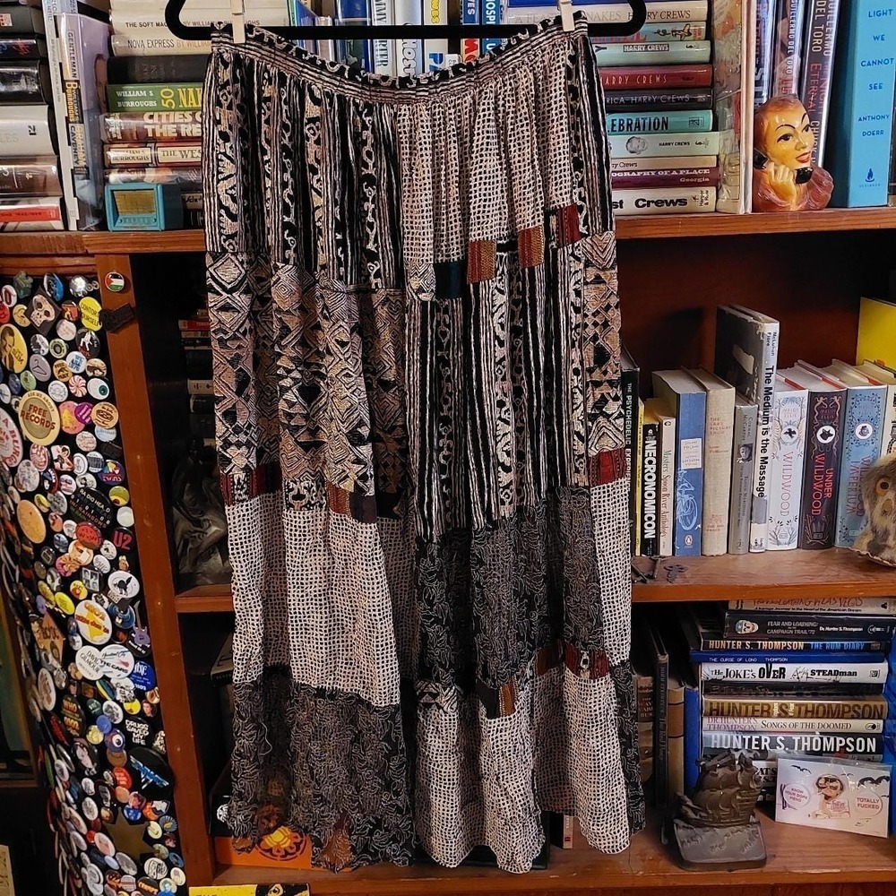 Vintage patchwork skirt with slightly sheer fabric and see through areas